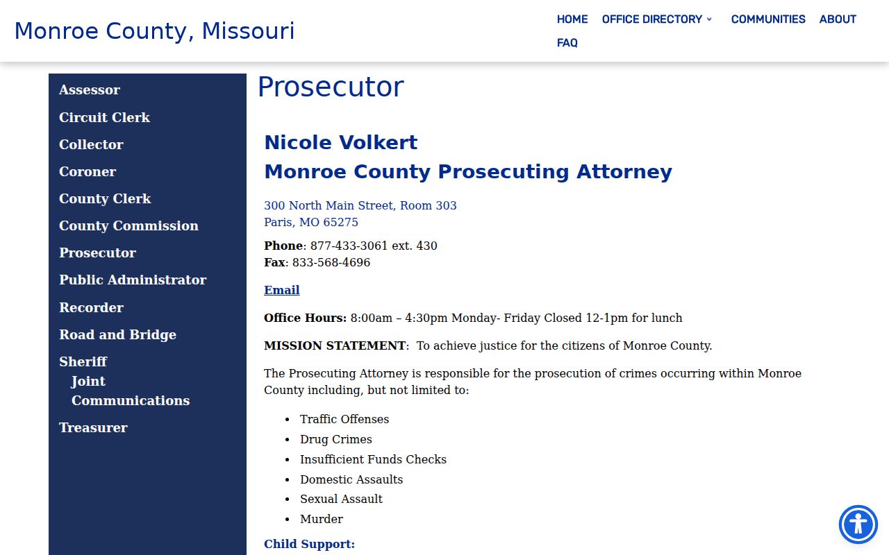 Monroe County traffic court records context from the county prosecutor's official page
